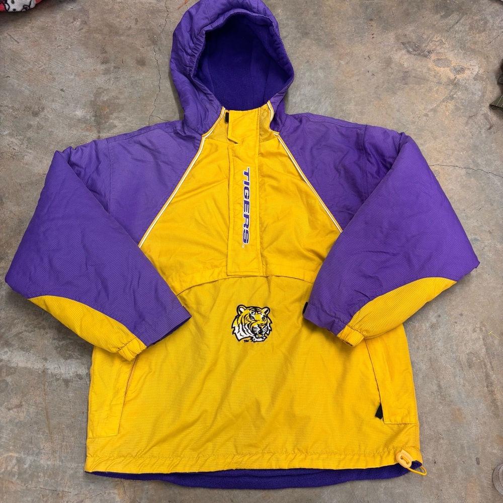 Genuine Stuff Collegiate Vintage LSU Pullover Jacket Tigers Purple Youth Large